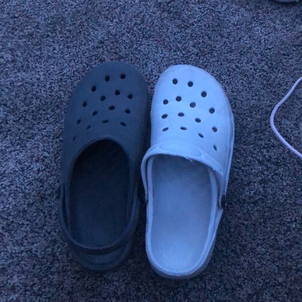 Two pairs of off brand crocs